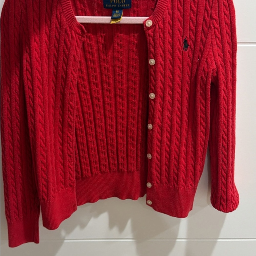 Polo by Ralph Lauren kids Red Cable Knit Cardigan
